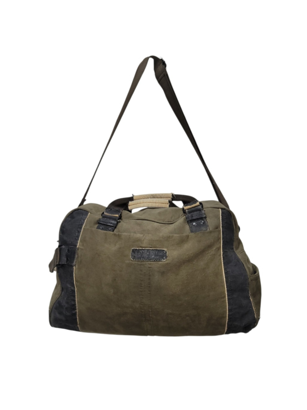 Marc New York Men's Olive Suede Canvas Trim Double Handle/Crossbody Duffel Bag